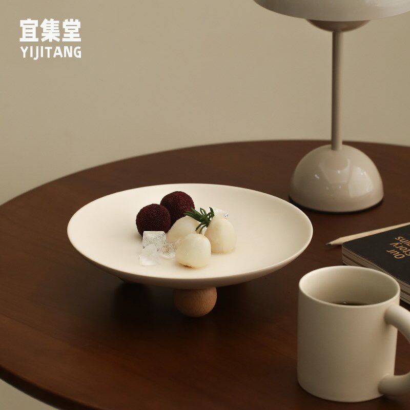 宜集堂INS中古水果盘陶瓷甜品盘乔迁客厅M茶几艺术感装饰托盘复古