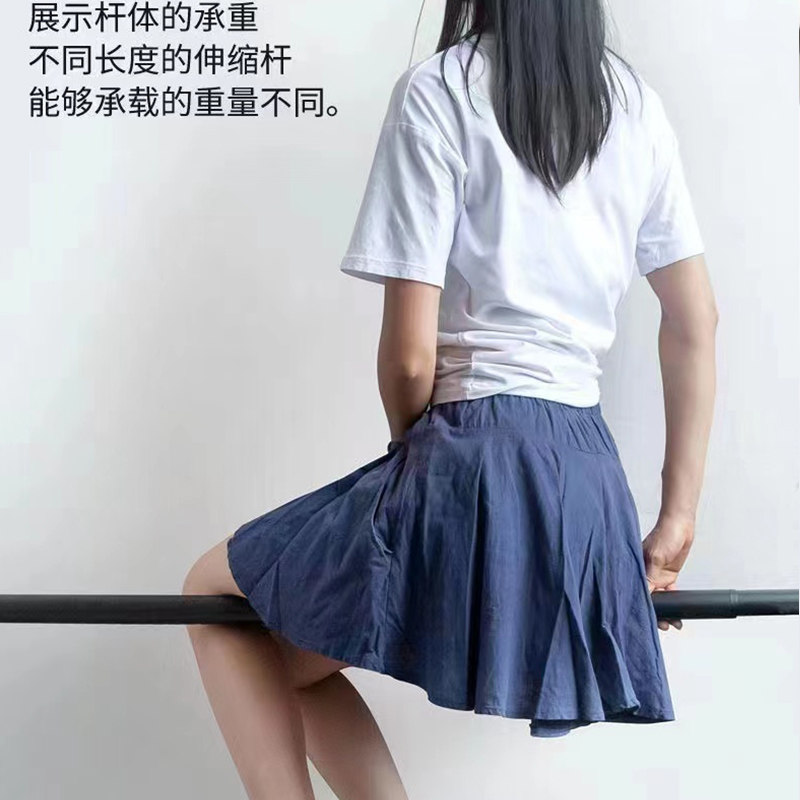 窗帘杆单杆免打孔伸缩罗马杆阳台固定晾衣杆挂P钩打孔不锈钢伸缩