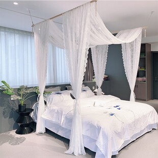 床头纱公主床幔小新清蕾丝窗帘y纱帐民宿美容床帘家用蚊帐床幔架