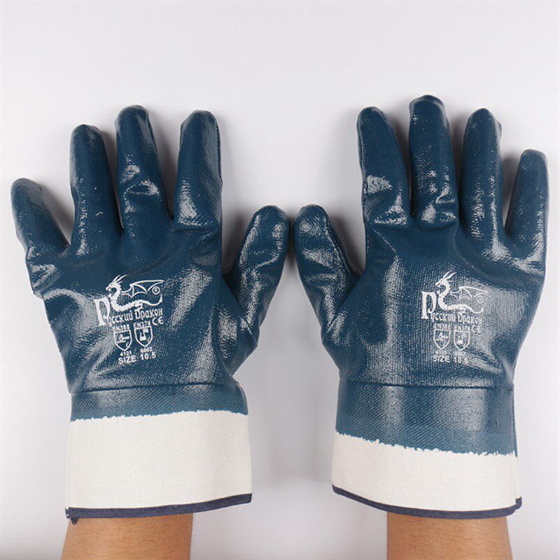 防油耐油劳保手套大口丁晴胶防滑B帆布全浸胶电焊工业工作耐磨电