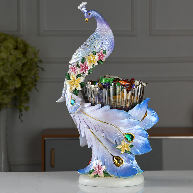 欧式孔雀水果盘客厅家用轻奢风茶几摆件J豪华干果盘零食盘结婚礼