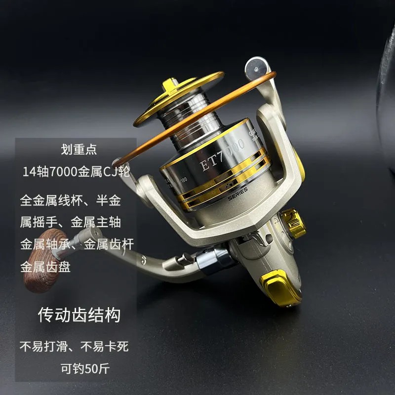 无间隙渔轮全金属摇臂鱼线轮海杆轮子鱼I轮海竿纺车轮深线杯浅锚