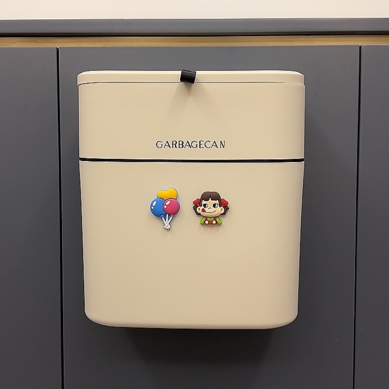 厨房挂式垃圾桶高颜值家用厨余垃圾桶化妆室厕所Q带盖子壁挂袋不