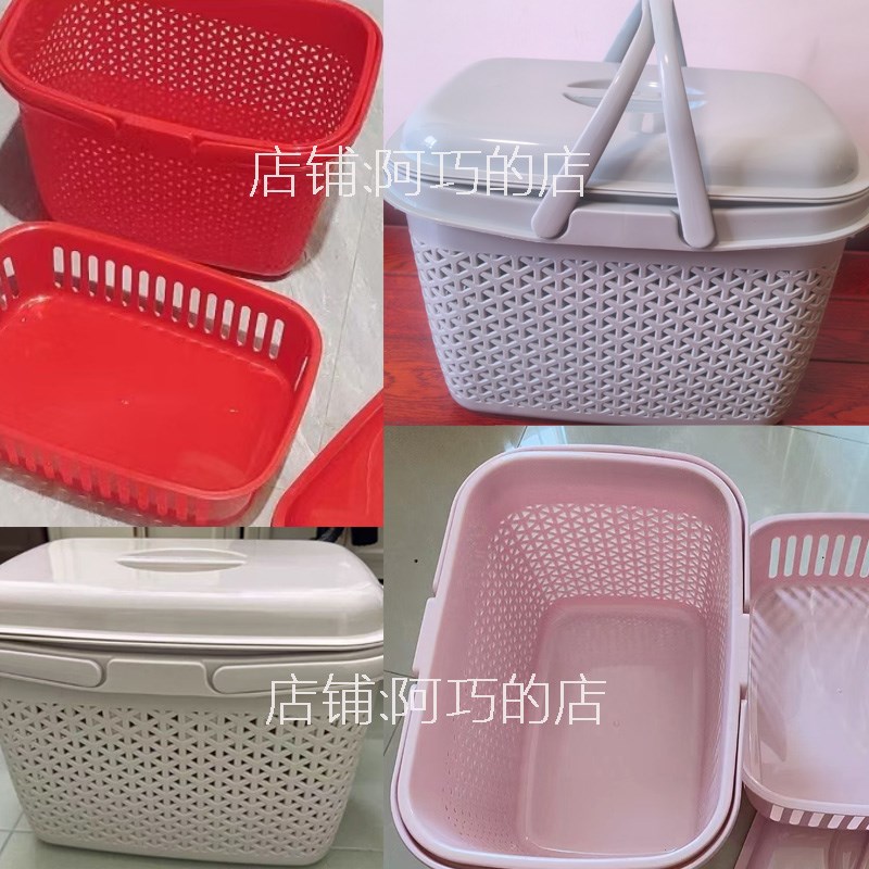 送饭拜拜手提食盒带盖双层清明拜祖公篮子乔迁婚R庆红蓝野餐收纳