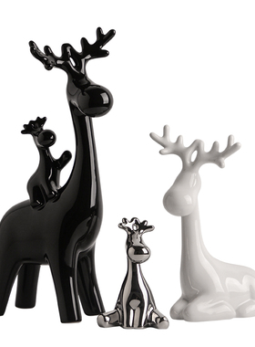 麋鹿摆件桌面g轻奢家居装饰品陶瓷客厅酒柜电视柜创意乔迁新居礼