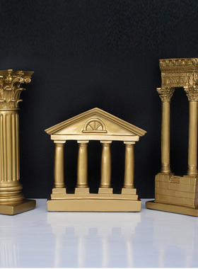 希腊神庙家居装饰品摆o件欧式样板房罗马柱雕塑古建筑摄影道具摆