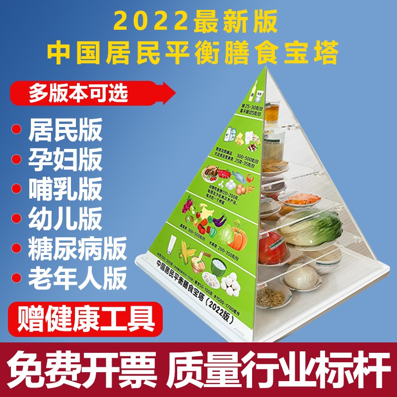 2022中国居民平衡营养指导膳食宝塔模型仿M真食物金字塔交换份模