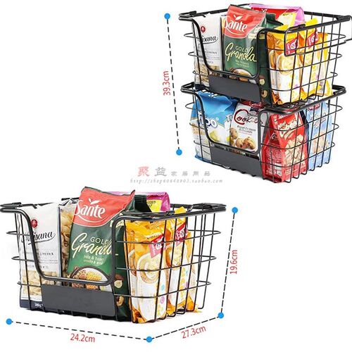 厨房蔬菜a瓜果篮收纳筐双层台面储存框家用小物品置物架金属篮子