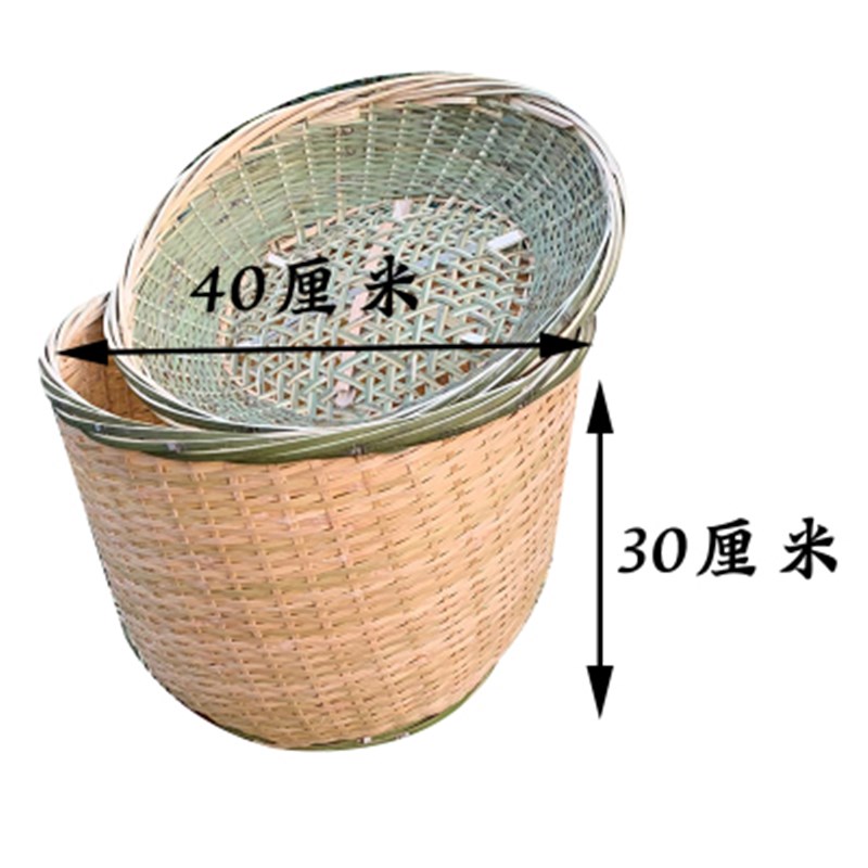 竹筐超市海鲜水产超市陈列篮专用竹编水果L篮水果盘水果筐水果盆
