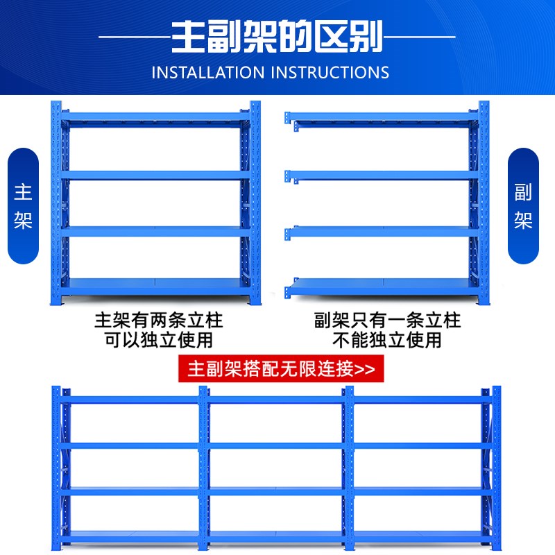 加厚多层多功能重型落地家用超市仓I储货架仓库展示铁架子适用