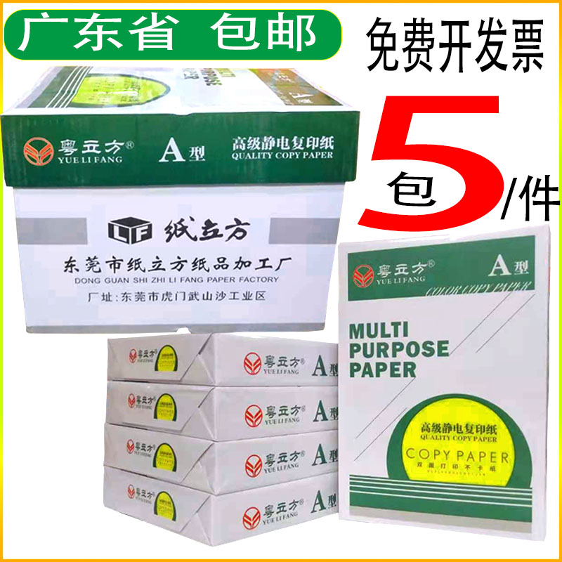 A4防静电复印纸5包张箱打印纸a4白纸粤立方牌N450张包多功能复印