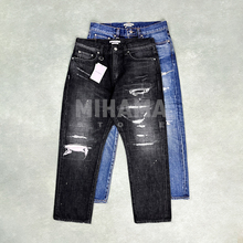 现货UE DAMAGED DENIM TAPERED-FIT JEANS做旧破洞直筒牛仔裤25AW