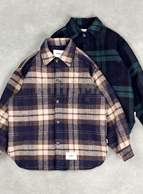 现货 WTAPS WCPO JACKET WOPL MELTON TEXTILE 格子衬衫夹克25AW