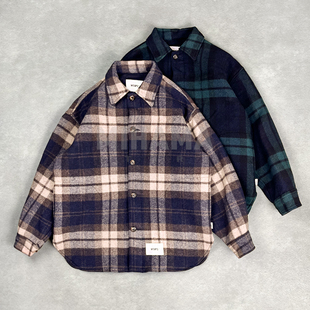 现货 WTAPS WCPO JACKET WOPL MELTON TEXTILE 格子衬衫夹克25AW