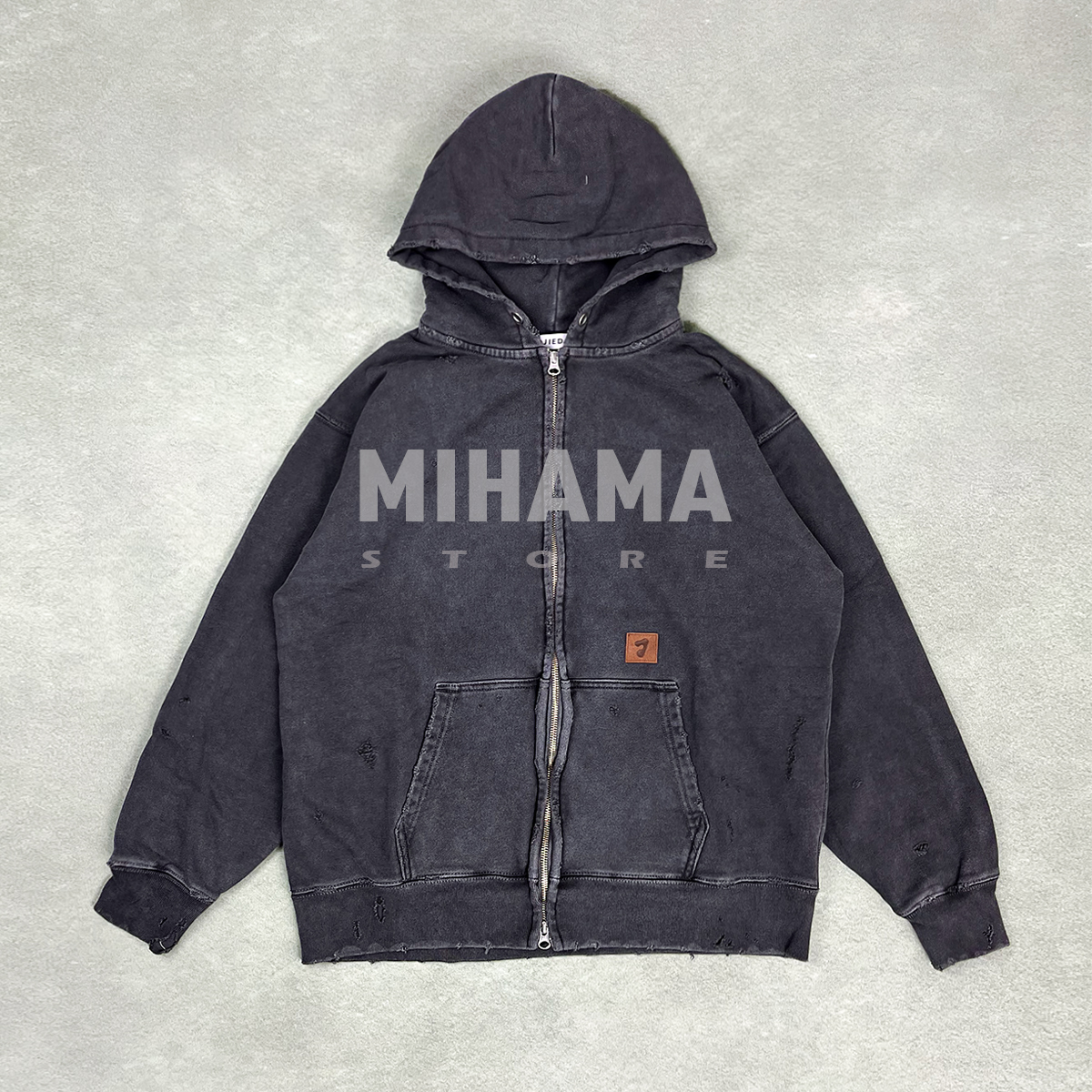 JIEDA徽章拉链连帽衫卫衣