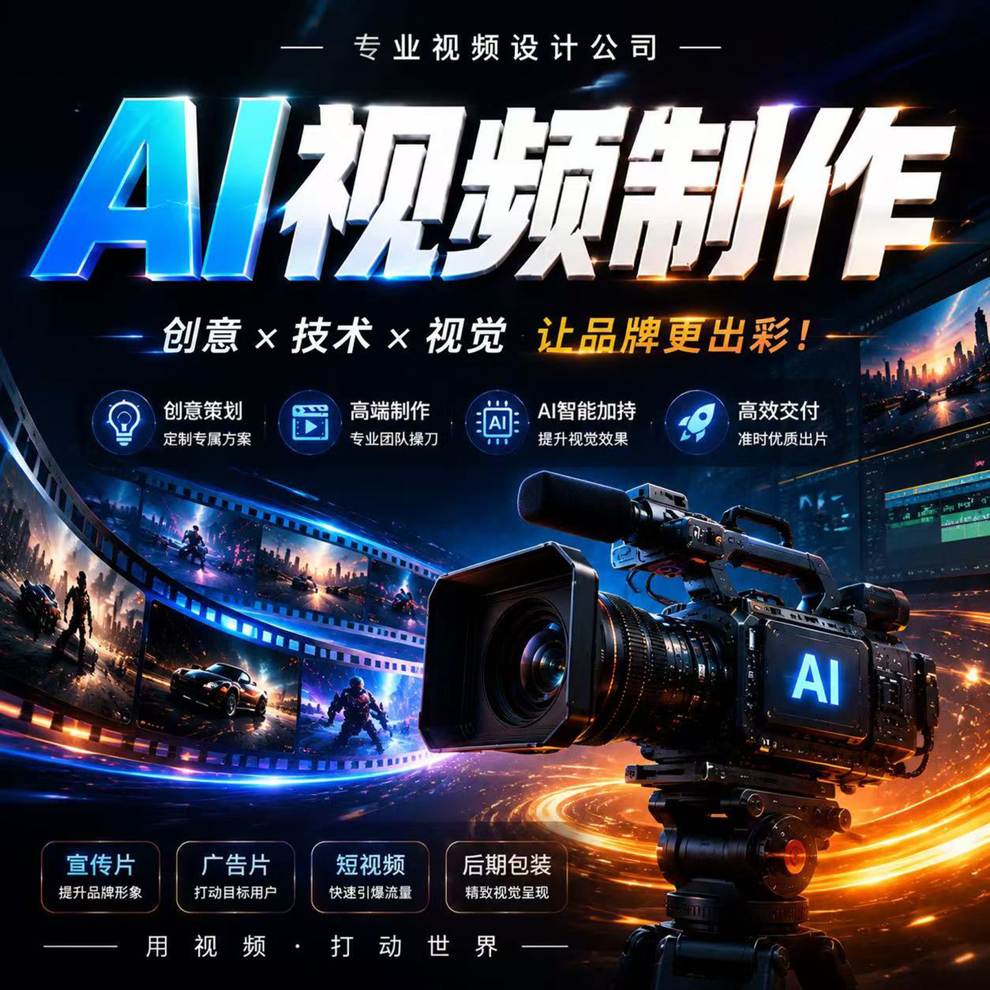 AI视频制作生成mg动画mv企业宣传片影视动漫剧ae特效广告拍摄创意图片