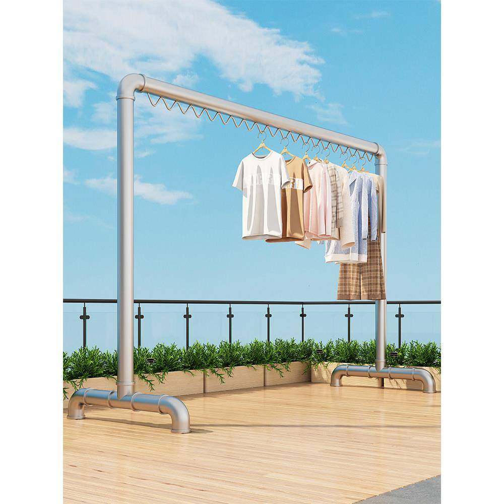 钢管晾衣架落地阳台家用室内户外挂晒衣服单杆带防风条水管凉衣架,收纳整理,塑料衣架,淘宝优惠券,粉丝福利购,淘宝优惠卷