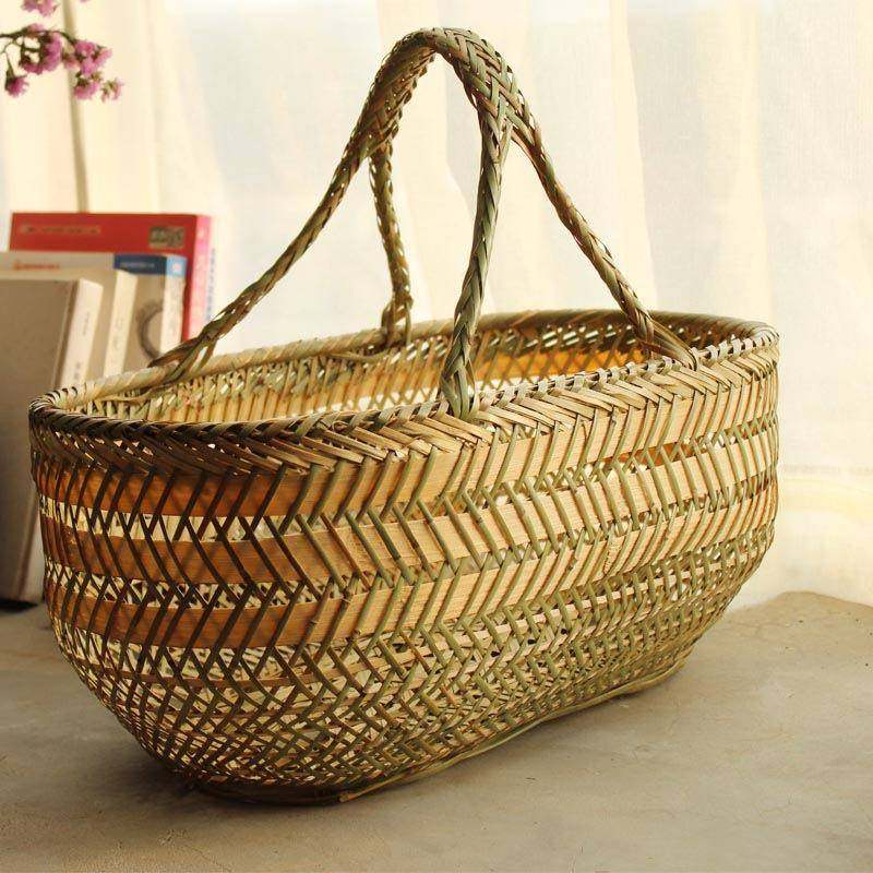 挂篮手工竹篮子竹编织手提菜篮竹篮子鸡蛋篮水果收纳竹筐竹编嘟艺,收纳整理,书桌收纳置物架,淘宝优惠券,粉丝福利购,淘宝优惠卷