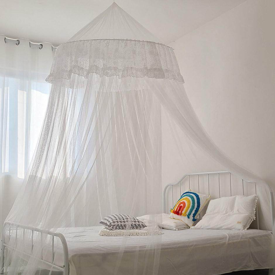 蕾丝白色A类公主简约圆顶吊挂蚊帐 加密防蚊无拼接男女家通用支架,床上用品,蚊帐,淘宝优惠券,粉丝福利购,淘宝优惠卷