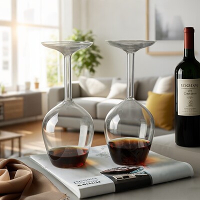 爆款新品创意颠倒葡萄酒杯倒立高脚杯红酒杯高硼硅玻璃鸡尾酒杯