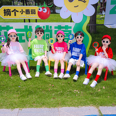 儿童演出服糖果色六一儿童节啦啦队运动会幼儿园舞蹈表演服装班服