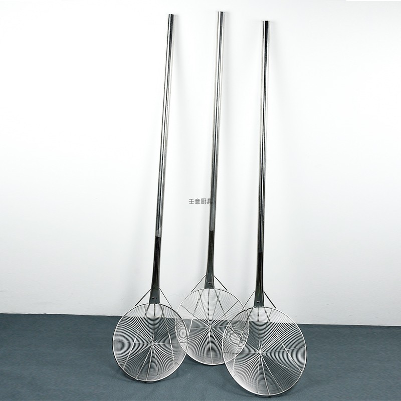 大号笊篱不锈钢超长柄漏勺过滤网捞勺加长把手工业商用钢柄炸篱