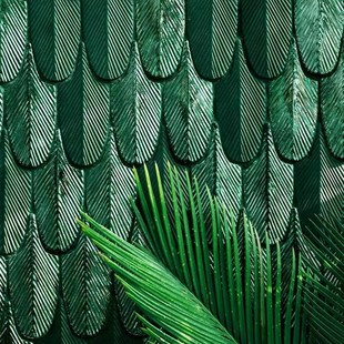 新款 手工羽毛瓷砖墨绿色简约风风鱼鳞砖扇形卫生间厨房浴室墙面砖