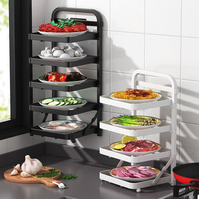 碗碟置物架多功能配菜盘多层备菜神器折叠台置厨房不锈钢收纳架子