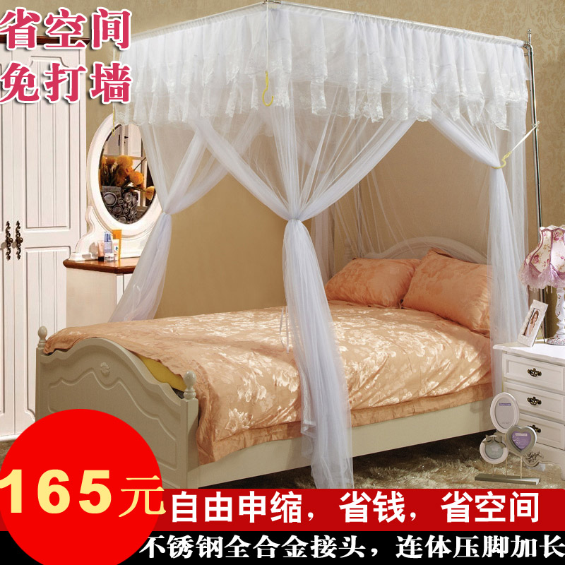蚊帐不锈钢落地 30mm加厚加粗免打墙合金弯头压脚式申缩1.5/1.8