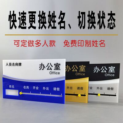 人员去向牌定制亚克力办公人名可更换去留牌宿舍人员动态牌办公室
