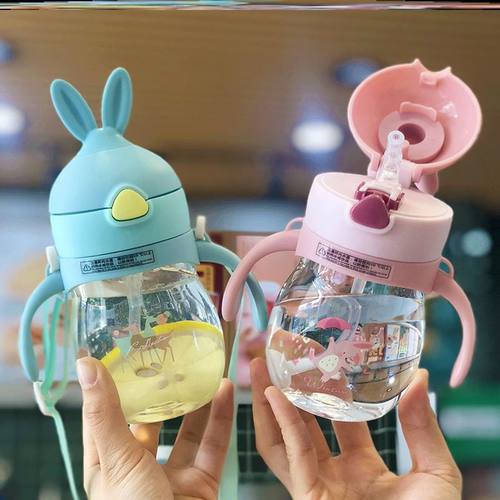 儿童饮水杯外出吸管式防摔女学超萌宝宝夏季儿童学孩子童子出游斜