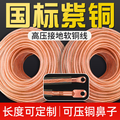加塑绝缘铜绞线透明护套软铜线接地线导电带铜编织线2.5-240平方