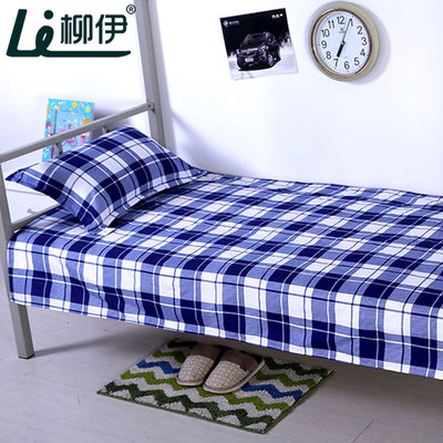 宿舍蓝白格子床单单件单人男蓝色简约条纹褥单子被单大学生寝室用