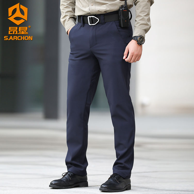 昂垦秋冬IX10加绒保暖战术裤休闲裤男士弹力修身商务西裤正式场合