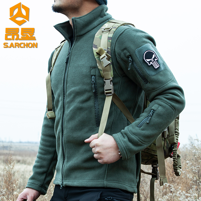 户外抓绒衣男摇粒绒开衫保暖秋冬外套军迷冲锋衣内胆加厚双面绒衣