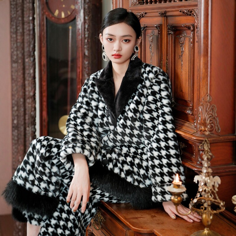 SOLE MUSE睡衣女式加厚保暖大码法兰绒秋冬款长袖家居服套装