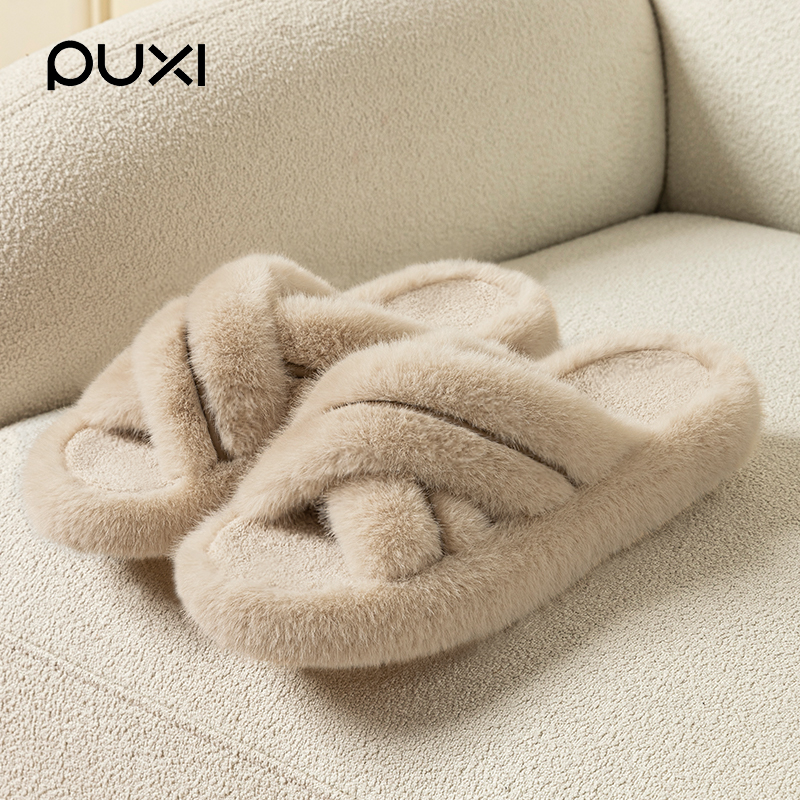 朴西厚底外穿棉拖鞋女士2025新款保暖秋冬季洋气时尚毛毛绒棉拖鞋