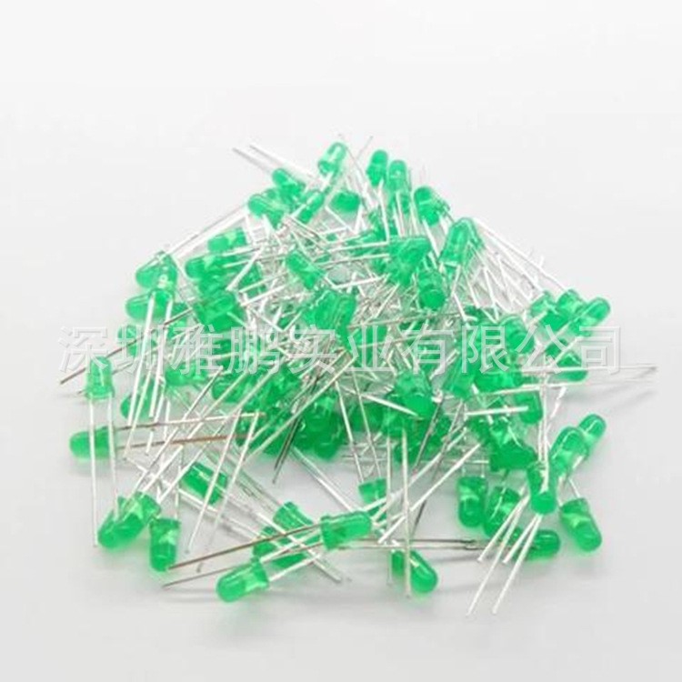 直插LED f5绿发绿短脚 5mmled绿色三元568-572nm 发光二极管 灯珠