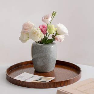 读途复古汝窑铁线陶瓷水培花瓶装饰鲜花客厅餐桌摆件工艺品花器