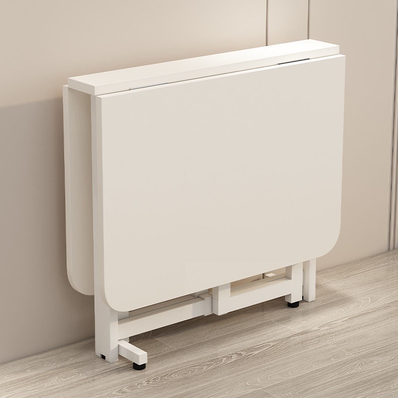 奶油风可折叠家用餐桌简约现代厨房长方形桌带轮子小户型简易饭s^