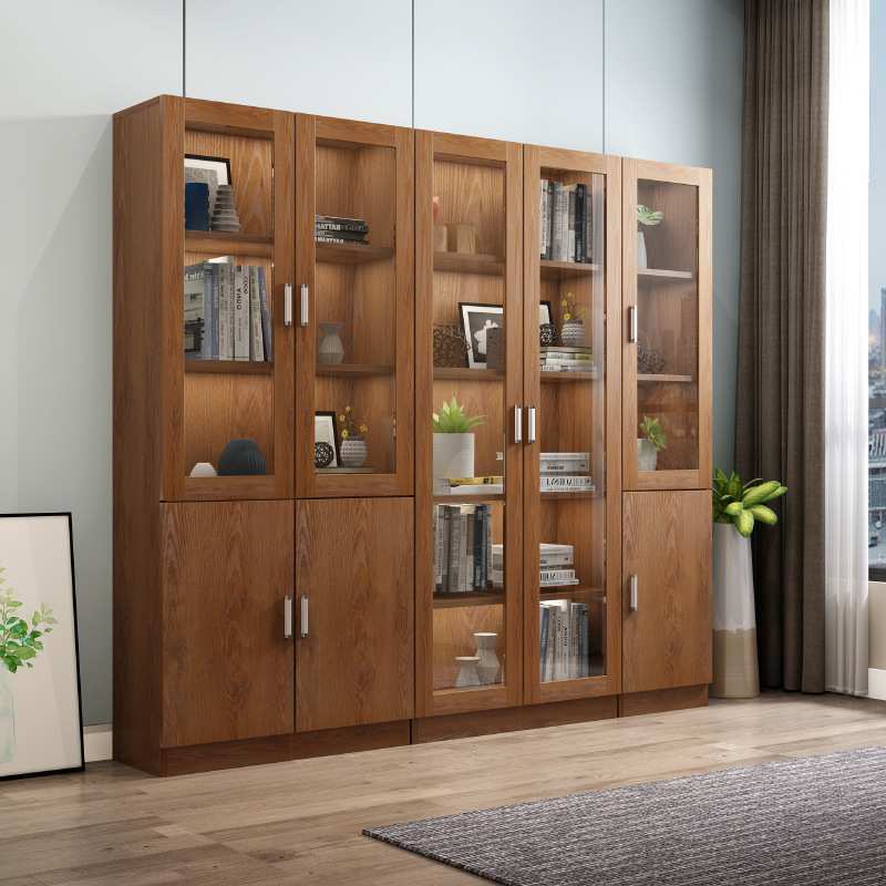 办公文件柜木质办公室资料档案柜带玻璃书柜带锁家用收纳储物柜子