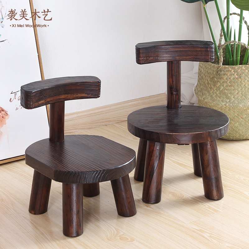 简约创意家用客厅实木小凳子矮凳带靠背茶几小板凳木头儿童小椅子