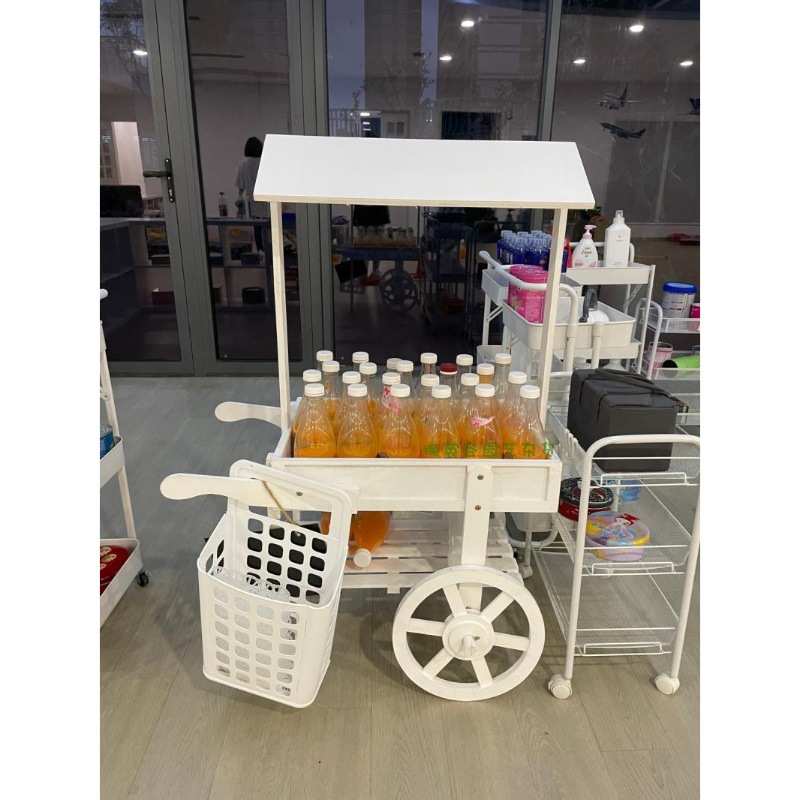 超市花店实木黑板招牌杂货架迷你小花车置物架橱窗展示柜推车装饰