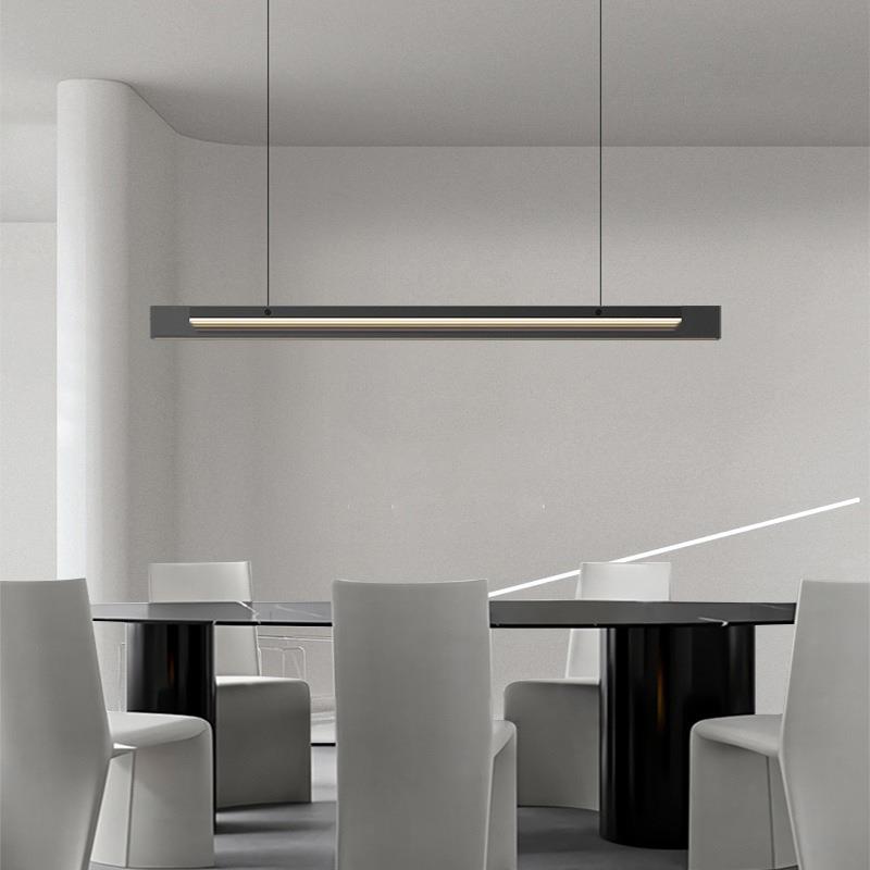 意式极简餐厅吊灯现代简约高端岛台艺术光影创意设计感长条玻璃灯