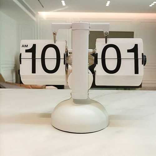 座钟复古欧式简约自动款天平表小翻牌家居摆件翻页钟客厅王自如同