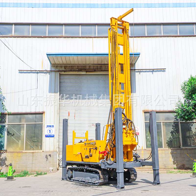 液压升降6米钻塔的300型气动钻井机履带式水气两用钻机打井机全套