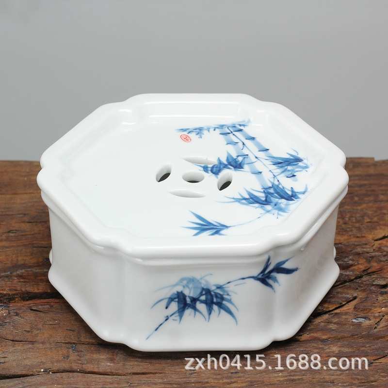 潮汕老式六角功夫陶瓷茶具纯手绘釉下彩小号旅行便携办公家用户外