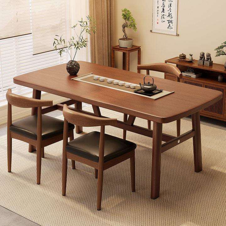 新中式家用客厅仿实木茶桌小户型茶几办公室简约会客洽谈泡茶桌子