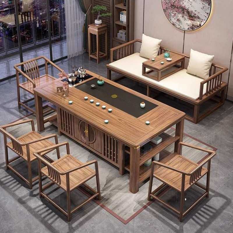 罗汉床茶桌椅组合新中式实木家用办公室茶几现代简约功夫禅意茶台
