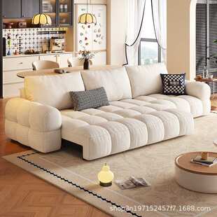 法式奶油风雪尼尔电动多功能布艺沙发床客厅可坐可睡智能一体两用